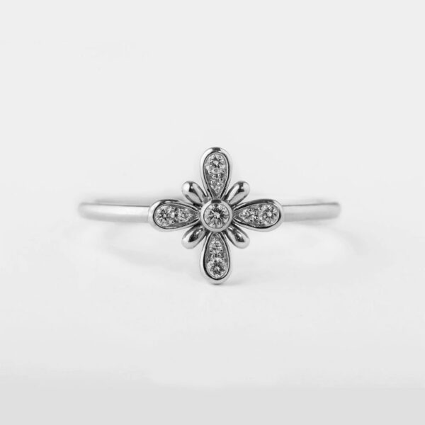 Bague Printemps diamants or blanc paris fleur