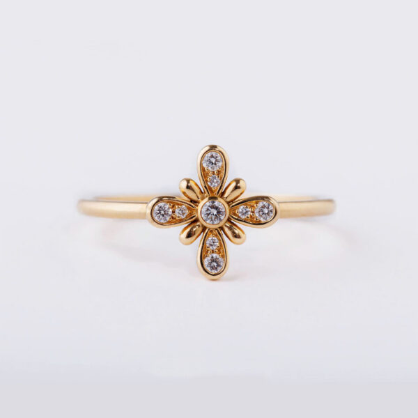 Bague Printemps diamants or jaune paris fleur