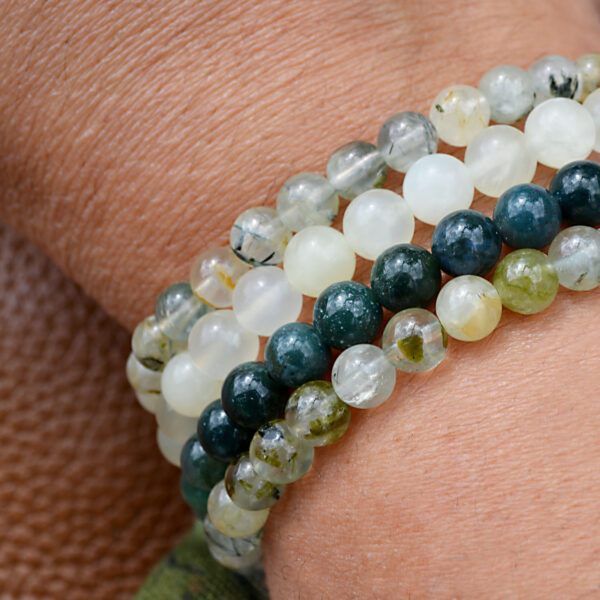 Bracelet prehnite pierres natureles paris agathe mousse vert jade