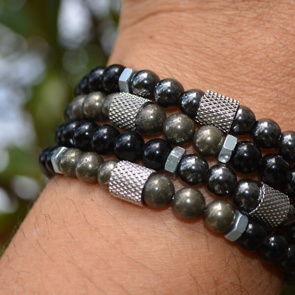 bracelet hematite obsidienne pierres naturelles paris